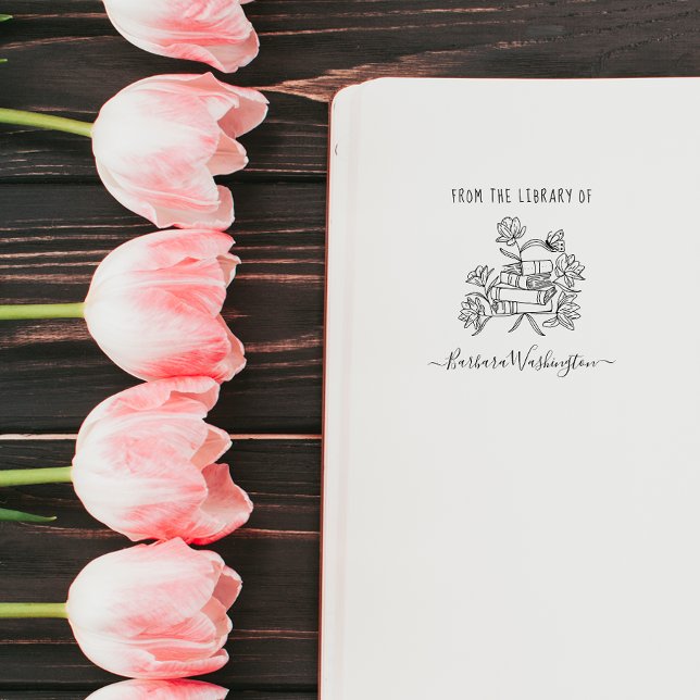 Modern Hand-drawn Custom Library Book Butterfly Self-inking Stamp (Creator Uploaded)