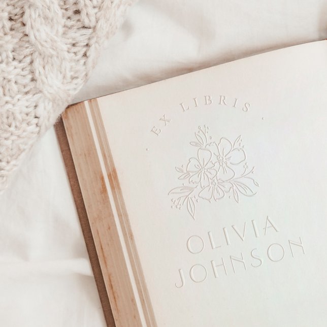 Modern Hand-drawn Floral Ex Libris Custom Embosser (Creator Uploaded)
