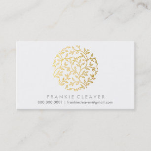 MODERN HAND DRAWN FLORAL leaf pattern spot gold Business Card