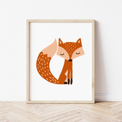 Modern Hand_Drawn Fox Nursery Art Poster