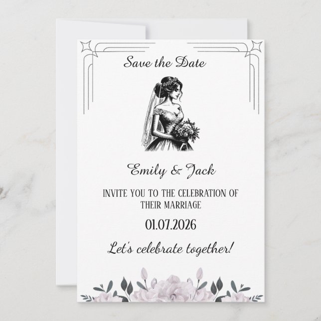 Modern Hand drawn Funny Wedding Day party Invitation (Front)