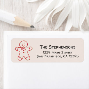 Modern Hand Drawn Gingerbread Man Return Address Label