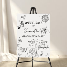 Modern Hand Drawn Graduation Party Welcome Sign