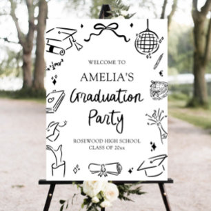 Modern Hand Drawn Graduation Party Welcome Sign