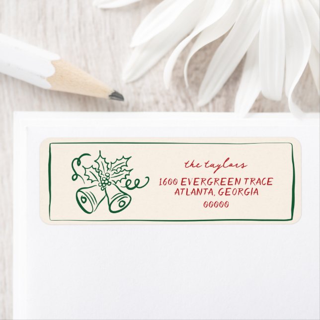 Modern Hand Drawn Holiday Return Address Label (Insitu)
