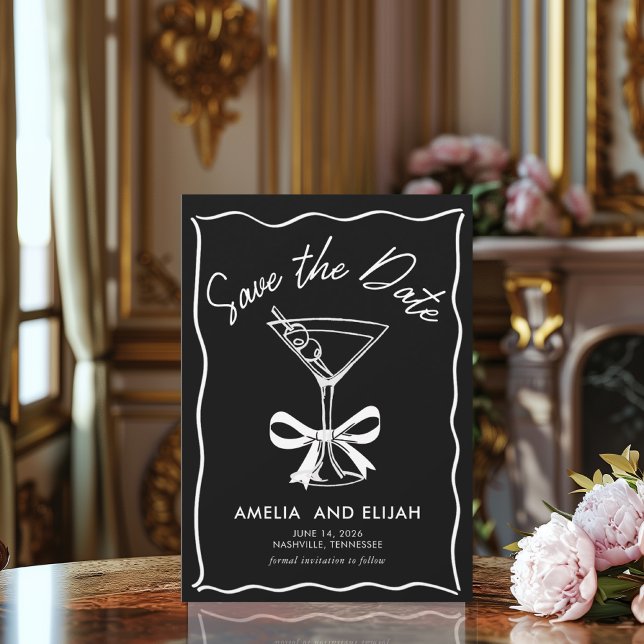 Modern Hand-Drawn Martini Save the Date (Creator Uploaded)