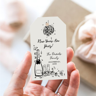 Modern Hand Drawn New Year's Eve Party Gift Tags