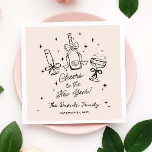 Modern Hand Drawn New Year's Eve Party  Napkins