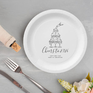 Modern Hand Drawn New Years Eve Party Paper Plate