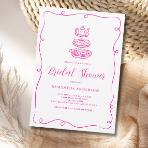 Modern Hand Drawn Pink Bridal Shower Invitation