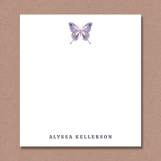 Modern Hand-Drawn Purple Butterfly Notepad