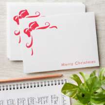 Modern Hand Drawn Red Bow Custom Address Christmas