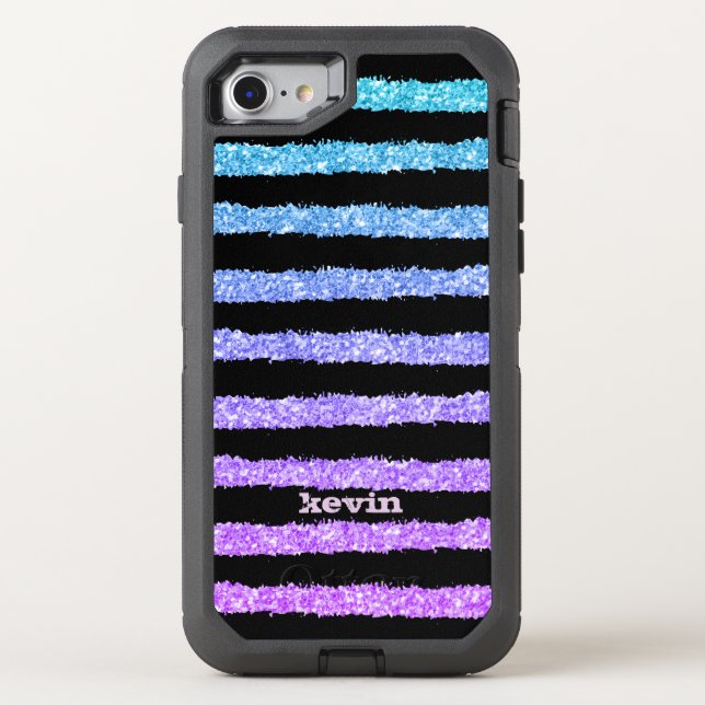 Modern Hand Drawn Stripes Colorful Glitter Texture Otterbox iPhone Case (Back)