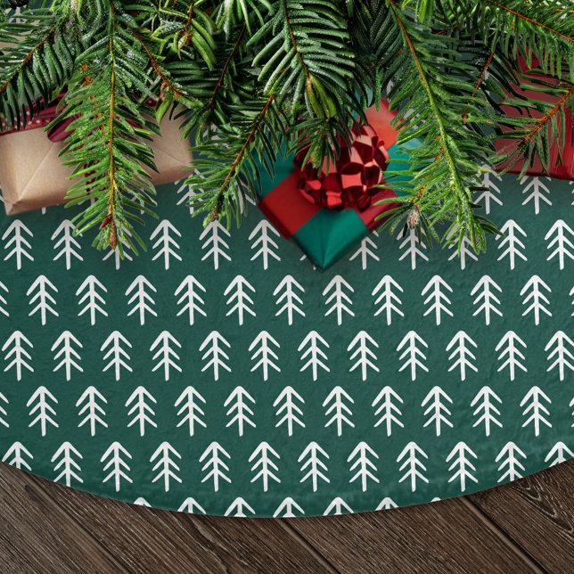 Modern Hand-Drawn Trees Green Brushed Polyester Tree Skirt (Creator Uploaded)