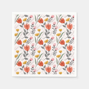 Modern Hand Drawn Tulips Napkins