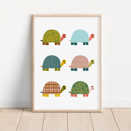 Modern Hand_Drawn Turtle Nursery Art Poster