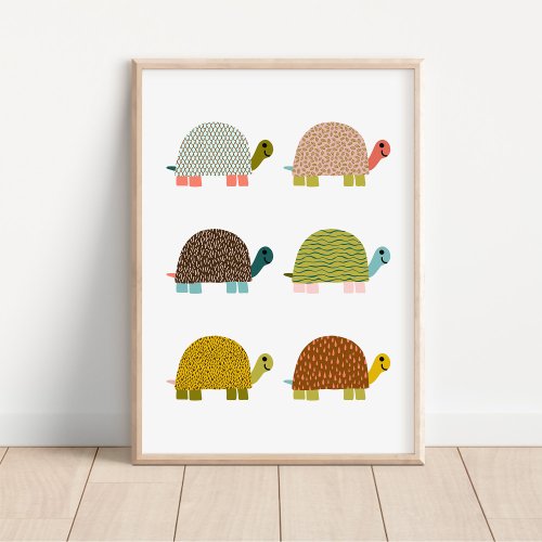 Modern Hand_Drawn Turtle Nursery Art Poster