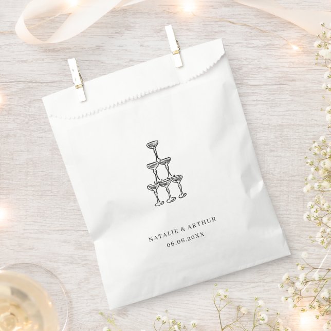 Modern Hand Drawn Wedding Favor Bag (Clipped)