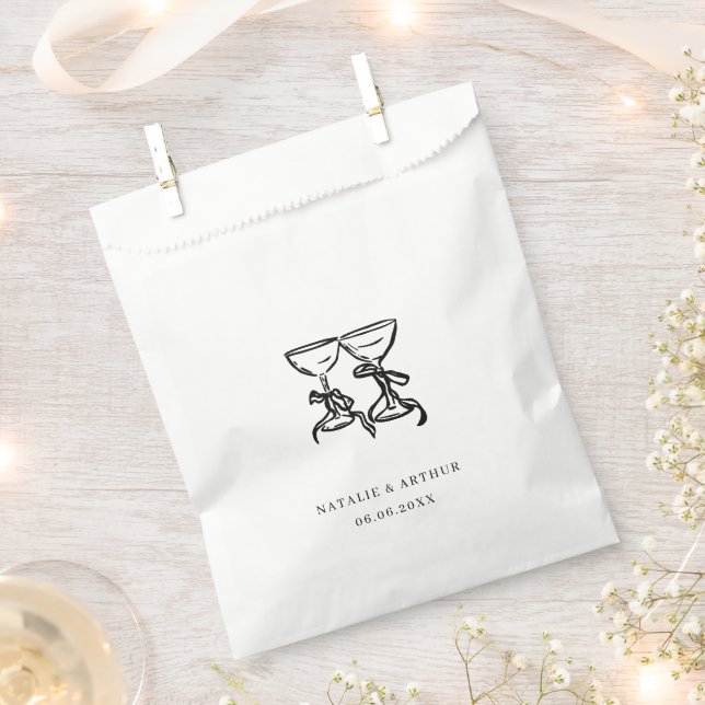 Modern Hand Drawn Wedding Favor Bag (Clipped)