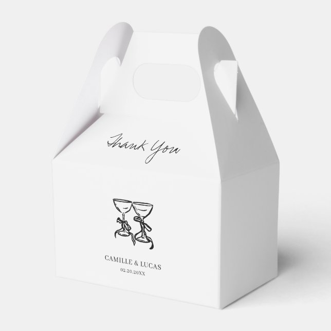 Modern Hand Drawn Wedding Favor Boxes (Front Side)