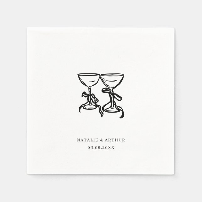 Modern Hand Drawn Wedding Napkins (Front)