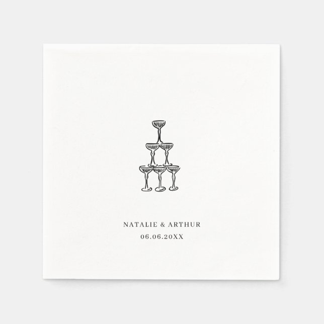 Modern Hand Drawn Wedding Napkins (Front)