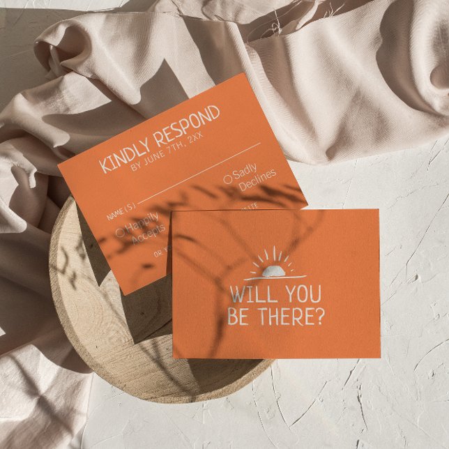 Modern Hand Drawn Western Desert Unique Wedding RSVP Card (Creator Uploaded)