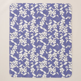 Modern Hand-drawn White Flowers with Periwinkle Sherpa Blanket