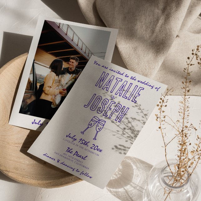 Modern Hand Drawn Written Retro Photo Wedding Invitation (Creator Uploaded)