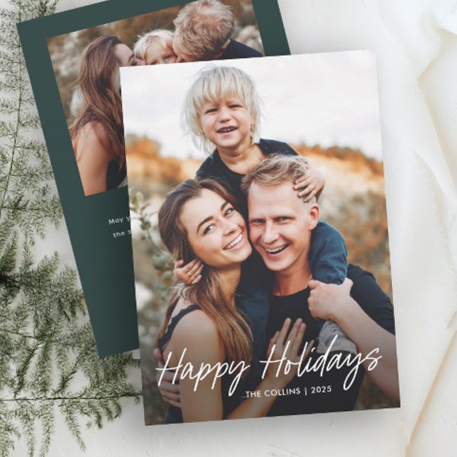 Modern Hand Lettered 2 Photo  Holiday Card (Modern Hand Lettered 2 Photo Holiday Cards.)