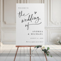 Modern Hand Lettered Black & White Wedding Welcome
