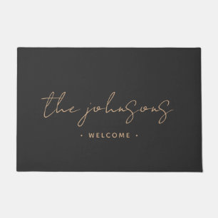 Modern Hand lettered Calligraphy Script Welcome Doormat