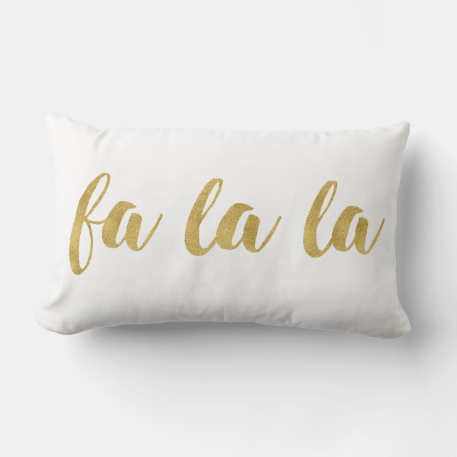 Modern Hand Lettered  Fa La La Christmas Holiday Lumbar Pillow (Front)