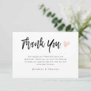 Modern Hand Lettered Heart Wedding Thank You Card