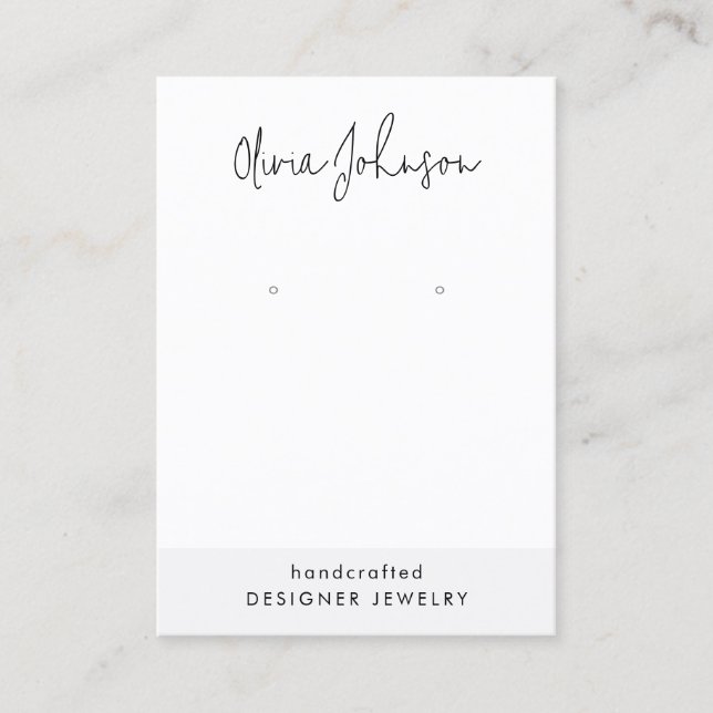 Modern Hand Lettered Jewelry Earring Display  Business Card (Front)