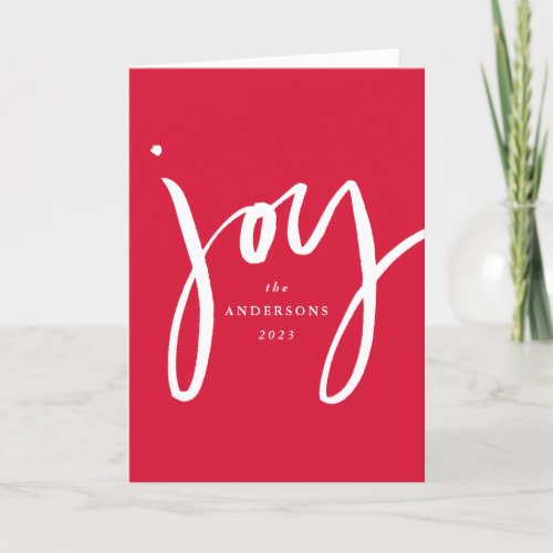 Modern Hand_Lettered Joy Red Non_Photo Holiday Card