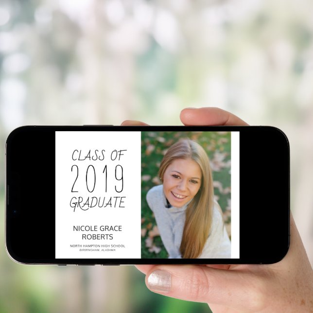 Modern Hand Lettered Mini Graduation Announcement (Front Digital)