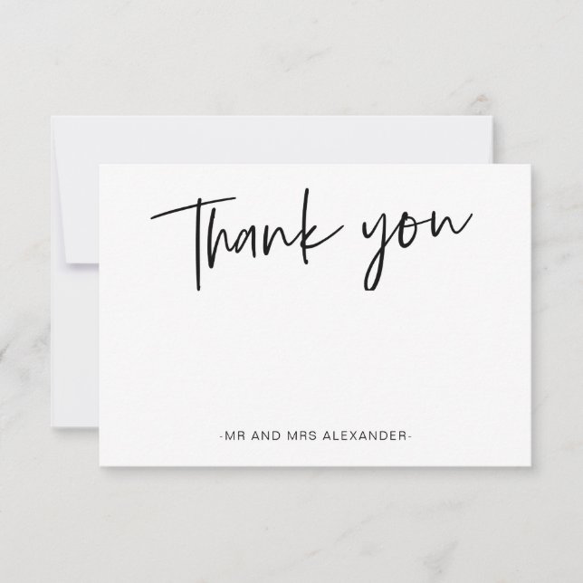 Modern Hand Lettered Mint Thank you Card (Front)