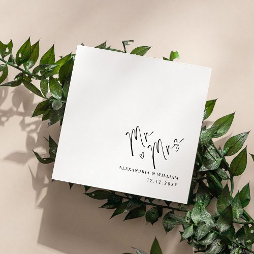 Modern Hand Lettered Mr and Mrs Wedding Napkins