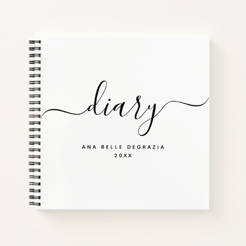 Modern Hand lettered Personalized Diary Your Name Notebook