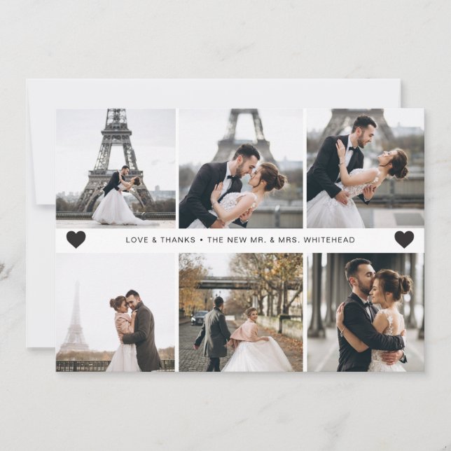 Modern Hand-Lettered Photo Collage Thank You Card (Front)