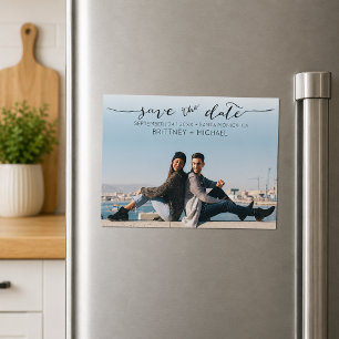 Modern Hand Lettered Photo Save the Date Magnetic Invitation