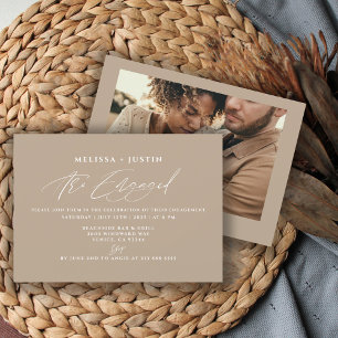Modern Hand Lettered Photo Wedding Engagement Invitation
