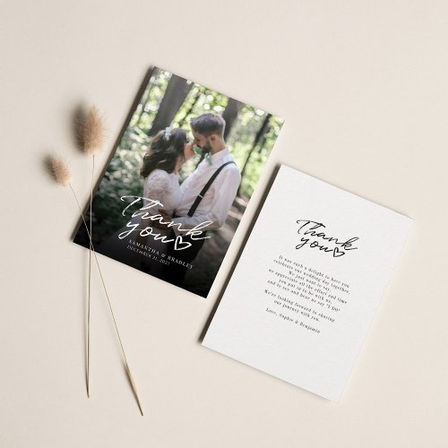 Modern Hand_Lettered Photo Wedding Thank You Note 
