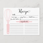 Modern Hand Lettered Pink Whisk Recipe Card