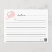 Modern Hand Lettered Pink Whisk Recipe Card (Back)