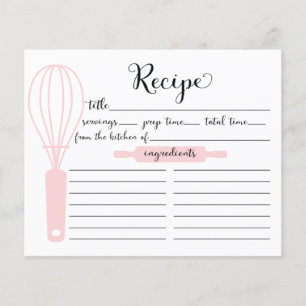 Modern Hand Lettered Pink Whisk Recipe Card