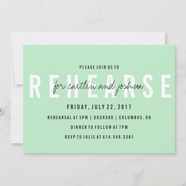 Modern Hand Lettered Rehearsal Dinner Invitation (Front)