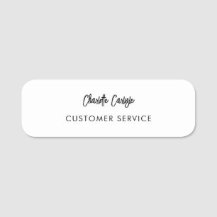 Modern Hand Lettered Script Customer Service Staff Name Tag