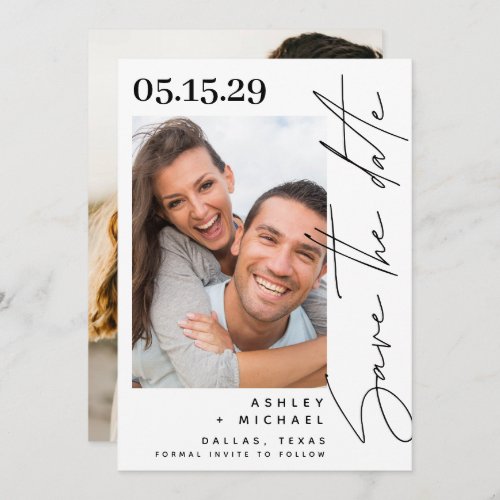 Modern Hand Lettered Script Typography 2 Photo Save The Date